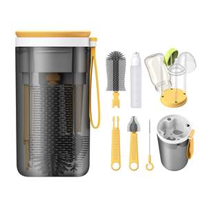 Juego <span class=keywords><strong>de</strong></span> limpiador <span class=keywords><strong>de</strong></span> <span class=keywords><strong>biberones</strong></span> OEM que incluye cepillo desmontable, <span class=keywords><strong>dispensador</strong></span> <span class=keywords><strong>de</strong></span> jabón y estante <span class=keywords><strong>de</strong></span> secado magnético, ideal como regalo <span class=keywords><strong>de</strong></span> viaje para bebés. - Product Image 1