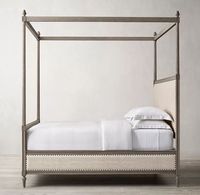 Ensemble de meubles de chambre en bois, lit à baldaquin, style français antique de haute qualité, luxe, taille King Queen, 1 pièce, panneau moderne, chêne