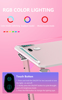 Escritorio para Juegos para Niñas, Estructura Metálica, Superficie de Madera con Textura de Fibra de Carbono, Negro y Rosa, Mesa para PC para Oficina en Casa