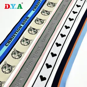 Nhà Máy bán hàng trực tiếp may trang trí Ribbon Polyester Knitting Tape với tùy chỉnh in Jacquard Logo