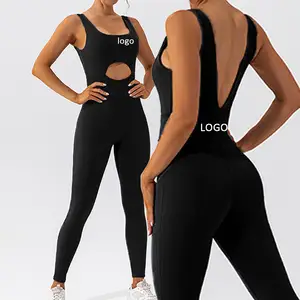 Customized New Best-Selling Women's Jumpsuit Curve Backless Sexy Tight Hip Sports Yoga Jumpsuit Women Elegant Long Jumpsuits