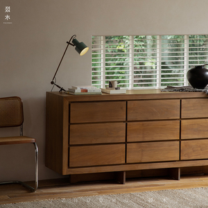 Armoire à neuf tiroirs en teck indonésien |   Armoire de rangement de style vintage Wabi-Sabi pour salon et chambre à coucher, entièrement en bois massif, meubles pour la maison - Product Image 5