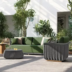 이탈리아 스타일 정원 안락 의자 맞춤형 방수 알루미늄 가구 호텔 안뜰 야외 로프 소파