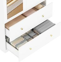 Armoire avec miroir et éclairage LED, tiroirs et tringle de suspension, conception anti-basculement, meuble de rangement en bois