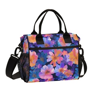 Colorful Flower Custom Design Full Print Aluminum Foil Cooler Tote Women Insulated Lunch Bag with Adjustable Shoulder Strap - Product Image 1