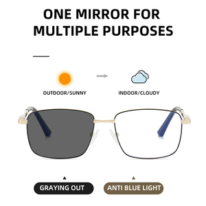 <span class=keywords><strong>Nouvelle</strong></span> tendance, lunettes de vue pour hommes, photochromiques, élégantes, en <span class=keywords><strong>acier</strong></span> inoxydable massif, monture rectangulaire, légères, personnalisables - Product Image 4
