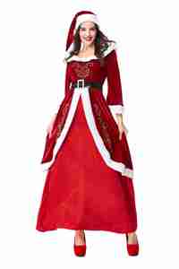 2025 nouveaux styles meilleure vente vin rouge longue robe <span class=keywords><strong>costume</strong></span> de noël pour les femmes - Product Image 2