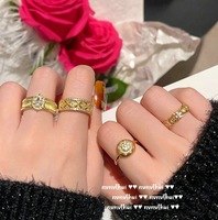 Bague en pierre précieuse œuf de colombe italienne créée en laboratoire, style rétro français, avec zircon papillon étoilé plaqué or pour femme, vente en gros d'usine