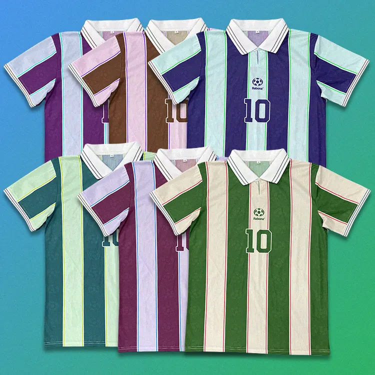 Healong nhà máy tùy chỉnh đầy đủ thăng hoa bóng đá polo Áo sơ mi cổ điển Retro bóng đá Jersey