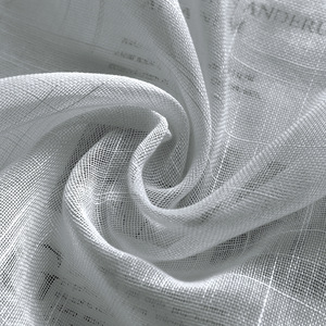 100% Polyester Transparent Fenêtre Voile Rideau Tissu Blanc Sheer Rideaux avec Semi Slub & Roll Drapé Tulle Cantonnières - Product Image 5