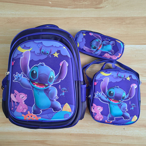 Mochila Escolar 3D con Ruedas, Impermeable, de Nailon, Unisex, con Dibujos Animados, Juego de 3 Piezas, para Niños de Primaria, Grados 1-6, Bolsas para Lápices - Product Image 3