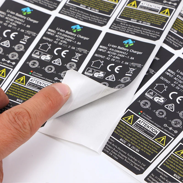 Custom Printed White Vinyl Warn Sticker PET PVC Material Waterproof Shipping Warning Battery Labels with Adhesive Packaging