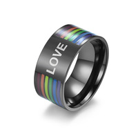 Modischer Regenbogen Gay Pride Ring aus Edelstahl LGBT Lesben Love Is Love Paarring für Männer und Frauen