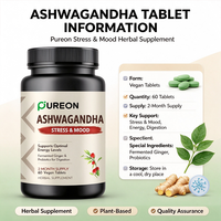 Comprimés d'Ashwagandha en marque blanche OEM avec 600 mg d'extrait de racine d'Ashwagandha, de racine de gingembre fermentée et d'un mélange de probiotiques