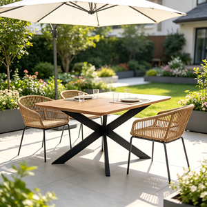 <span class=keywords><strong>Mesa</strong></span> de Comedor Rectangular Moderna y Tradicional de <span class=keywords><strong>Roble</strong></span>, Ecológica, con Superficie de Madera Impermeable, <span class=keywords><strong>Patas</strong></span> de Madera <span class=keywords><strong>Negras</strong></span> en Forma de X, para 4 Personas, para Cocina y Hogar - Product Image 4