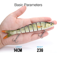 5 dans 1 boîte haute qualité 8 segmenté swimbait leurre de pêche ensemble kits de pêche avec 3D yeux