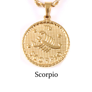 Collana con ciondolo dei 12 segni zodiacali in acciaio inossidabile placcato <span class=keywords><strong>oro</strong></span> 18 carati per donna, gioielli con ciondolo dei 12 segni zodiacali. - Product Image 4