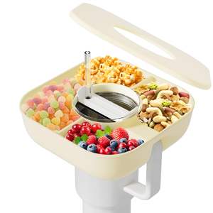 Bol à collation avec couvercle pour gobelet Stanley de 40 oz avec poignée, plateau à collation réutilisable, porte-collation en silicone pour porte-gobelet de voiture - Product Image 1