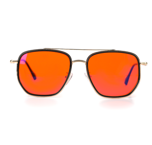 Lunettes de protection pour adultes en métal orange ambre CR39 bloquant la lumière bleue anti-fatigue pour hommes améliorant le sommeil et soulageant les migraines - Product Image 1