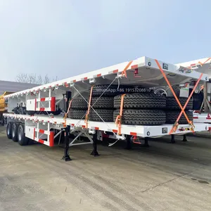 3/4 essieux 60 tonnes 20/40 pieds conteneur expédition plate-forme de lit haut plate-forme camion à plat remorque Semi-remorque