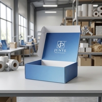 Boîte d'expédition en papier rigide avec logo personnalisé, dégradé bleu, pour vêtements, cosmétiques, cadeaux