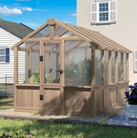 2025 nouveauté plantation jardin serre cèdre bois cadre Polycarbonate évent toit fleur plante serre pour jardin extérieur