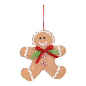 Brown Glitter <b>Gingerbread</b> <b>Man</b> Ornament Fabric Hanging <b>Decoration</b> for Christmas Tree Wreath Retail Display Wholesale - Product Image 2