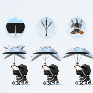 Parapluie de poussette universel DD4041 <span class=keywords><strong>avec</strong></span> protection UV, parasol de poussette pour bébé de 85cm de diamètre <span class=keywords><strong>avec</strong></span> dispositif de fixation à <span class=keywords><strong>pince</strong></span> de parapluie - Product Image 3