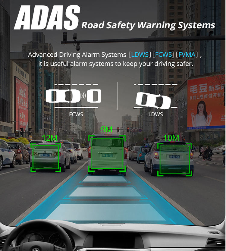 4G Dual IPS Dash Cam 1080P Real-Time Alerts AI Motion Detection ADAS ...