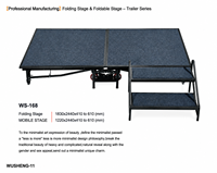 Scène modulaire en aluminium pliable avec roues universelles, hauteur réglable, portable, utilisation intérieure/extérieure, capacité de charge de 1000 kg