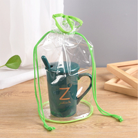 Sac d'emballage cosmétique à cordon en PVC de haute qualité Sac à cordon en PVC réutilisable avec logo personnalisé pour l'emballage d'articles de toilette