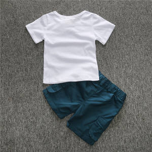 Camiseta y Pantalones Cortos Blancos para Niños, 100% Algodón, Tela Cómoda, de China - Product Image 3
