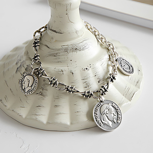 Bracelet vintage avec pendentif en forme de pièce de monnaie de <span class=keywords><strong>Napoléon</strong></span>, bracelet à breloques tendance pour femmes, argent sterling 925, bijoux fins personnalisés en gros - Product Image 5