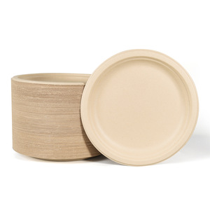 Assiettes rondes biodégradables en pulpe de canne à sucre 8g, assiettes jetables pour fêtes - Product Image 2
