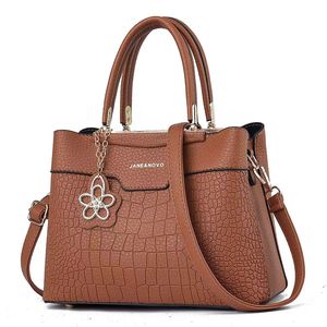 Bolso de Mano de Microfibra con Patrón de Cocodrilo Blanco para Mujer, Marca JANE&NOVO, con Adorno de Flor y Correa Extraíble, Elegante Bolso Tote para Uso Diario - Product Image 4