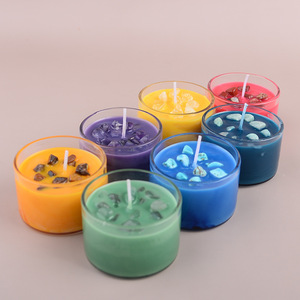 Vaso de cristal de color personalizado, vela de aromaterapia de piedra de cristal, recuerdo de boda, fragancia Natural, cera de soja - Product Image 1