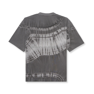 T-shirt Oversize da Uomo Tie-Dye Shibori a Righe Orizzontali, Lavaggio Vintage, Streetwear, Manica Corta, OEM - Product Image 3
