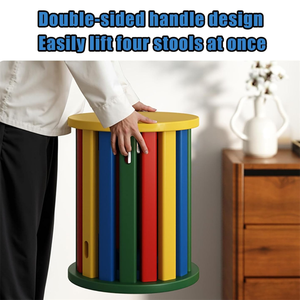 4 in 1 Top Stackable Wooden Nesting <b>Stools</b> Multi-Purpose Coffee Table Set for Living Room Home Furniture - Product Image 2