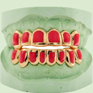 Grillz personnalisé or blanc rouge et poussière de diamant, coupe de diamant, personnalisé Grillz Hip Hop, Grillz argent sterling 925, or 10K 14K - Product Image 1