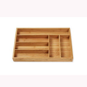 Caja de cubiertos de bambú con cinco compartimentos, organizador rectangular de almacenamiento para cocina, organizador de cucharas y palillos para cajones - Product Image 3