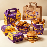 Boîte d'emballage personnalisée pour hamburgers, boîte en papier jetable pour la restauration rapide à emporter, seau pour poulet frit Happy Meal, écologique