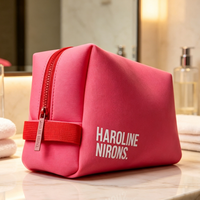 Nouveau sac cosmétique de couleur unie néoprène Portable grand sac de beauté de stockage poignée de voyage Mini trousse de toilette