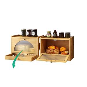 Caja de pan de bambú de lujo moderna, ventana transparente, contenedor de alimentos personalizado <span class=keywords><strong>para</strong></span> almacenamiento de cocina, platos de <span class=keywords><strong>madera</strong></span> <span class=keywords><strong>para</strong></span> servir - Product Image 3