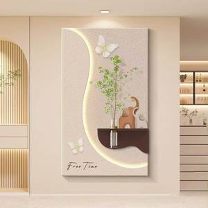 ภาพวาดตกแต่งแจกันศิลปะแบบเรียบง่ายด้วยไฟ LED หินทรายสามมิติรูปห้องโถงลมครีม - Product Image 2