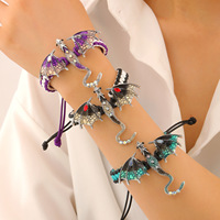 Bracelet unisexe ajustable en alliage, motif dragon volant, tressé à la main, avec goutte d'huile colorée rétro, pour fêtes et usage quotidien