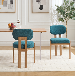Juego de 2 sillas de comedor modernas de lujo, marco de madera de goma de chenilla verde azulado, estilo elegante de restaurante para el comedor del hogar - Product Image 4