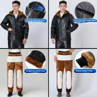 Chaqueta de Cuero PU Suave, Antidesgarros, Rellena de Plumón, Impermeable, Cortavientos, Gruesa y Cálida para Invierno y Trabajo
