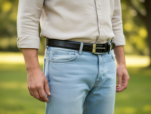 Cintura Formale Nera Larghezza 7,5 Cm in Pelle di Vacchetta Lucida con Fibbia a Perno Argento Stile Rettangolare - Product Image 2