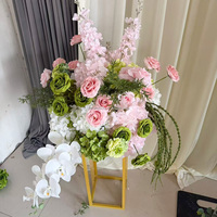 Orchidée Phalaenopsis rose 50 cm au toucher réel intemporel, fournitures de décoration de mariage, boule de fleurs MoKtong couleur champagne pour table de gâteau