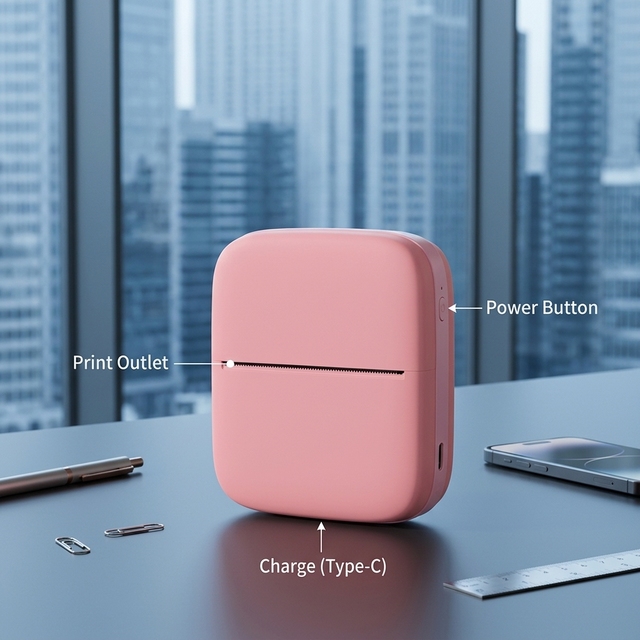 Customizable Pink and Blue Thermal Mini Pocket Photo Printer with USB Interface 200dpi Resolution 50mm/s Speed in Stock